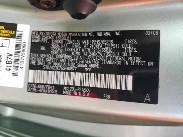 Photo 10 from auction – 2006 TOYOTA SIENNA CE with VIN 5TDZA23C76S480677