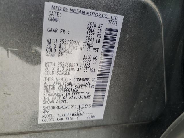 Photo 10 from auction – 2022 NISSAN PATHFINDER with VIN 5N1DR3DH1NC211105