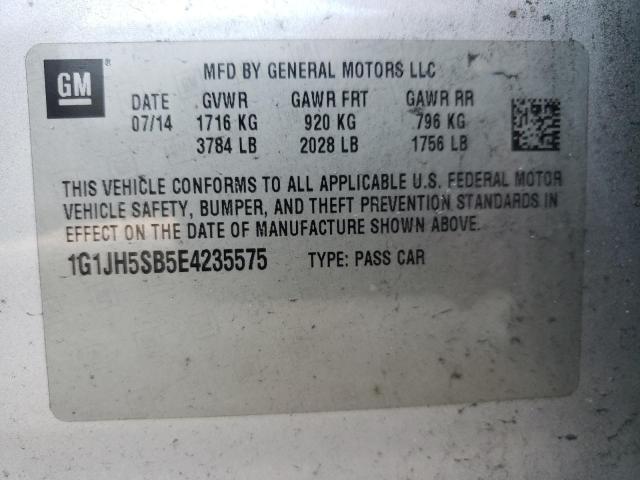 Photo 10 from auction – 2014 CHEVROLET SONIC RS with VIN 1G1JH5SB5E4235575