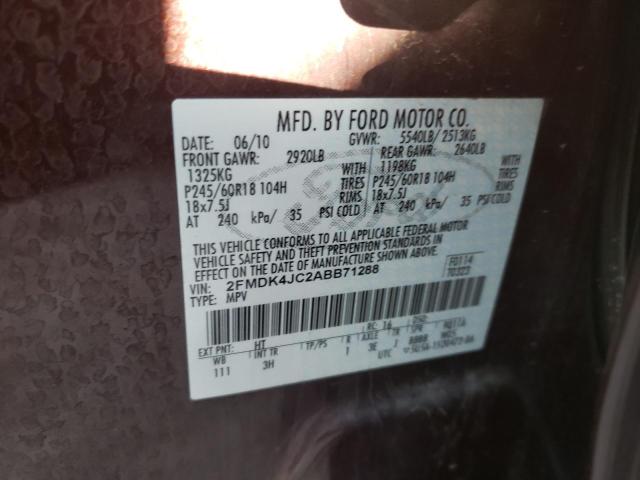 Photo 10 from auction – 2010 FORD EDGE SEL with VIN 2FMDK4JC2ABB71288