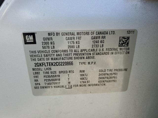 Photo 10 from auction – 2012 GMC TERRAIN SL with VIN 2GKFLTEK2C6220866