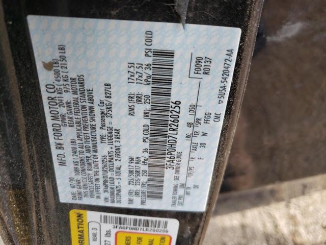 Photo 10 from auction – 2020 FORD FUSION SE with VIN 3FA6P0HD7LR260256