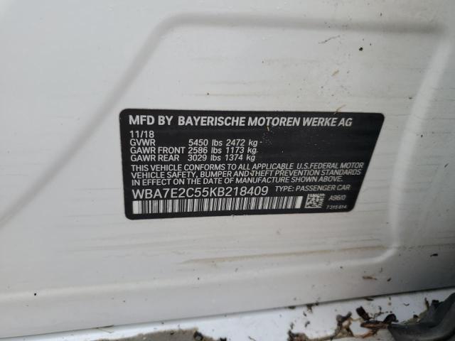 Photo 10 from auction – 2019 BMW 740 I with VIN WBA7E2C55KB218409