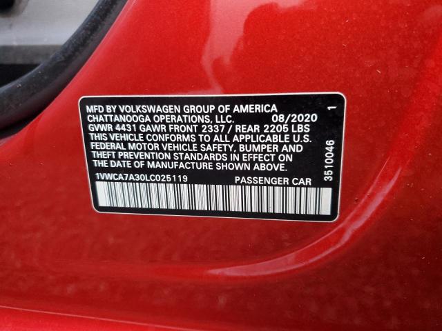 Photo 10 from auction – 2020 VOLKSWAGEN PASSAT SEL with VIN 1VWCA7A30LC025119