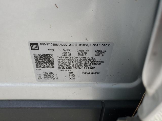 Photo 10 from auction – 2022 CHEVROLET EQUINOX LT with VIN 3GNAXKEV5NL121902