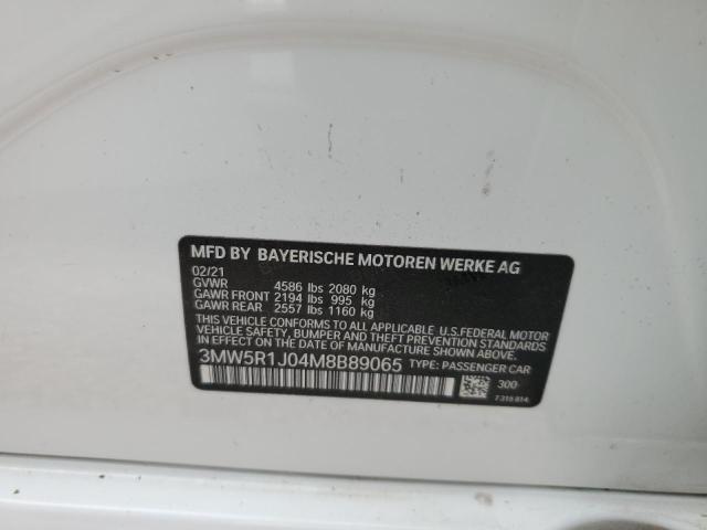 Photo 10 from auction – 2021 BMW 330I with VIN 3MW5R1J04M8B89065