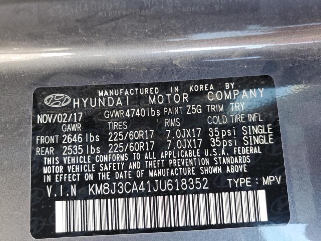 Photo 10 from auction – 2018 HYUNDAI TUCSON SEL with VIN KM8J3CA41JU618352