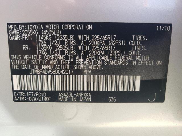 Photo 10 from auction – 2011 TOYOTA RAV4 with VIN JTMBF4DV5BD042017
