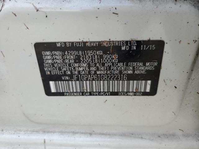 Photo 10 from auction – 2016 SUBARU IMPREZA SP with VIN JF1GPAP61G8222316