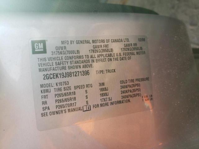 Photo 10 from auction – 2008 CHEVROLET SILVERADO with VIN 2GCEK19J981271396