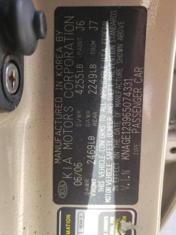 Photo 10 from auction – 2006 KIA OPTIMA LX with VIN KNAGE123965074331