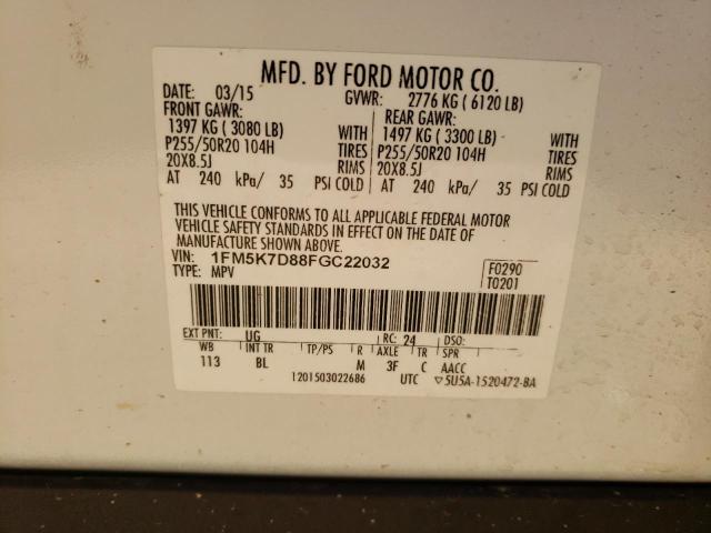 Photo 10 from auction – 2015 FORD EXPLORER X with VIN 1FM5K7D88FGC22032