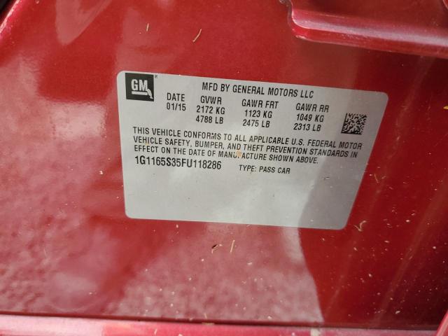 Photo 10 from auction – 2015 CHEVROLET IMPALA LTZ with VIN 1G1165S35FU118286