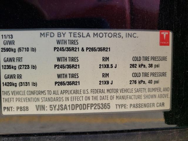 Photo 10 from auction – 2013 TESLA MODEL S with VIN 5YJSA1DP0DFP25365
