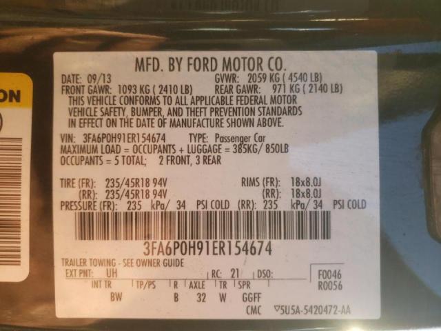 Photo 10 from auction – 2014 FORD FUSION SE with VIN 3FA6P0H91ER154674