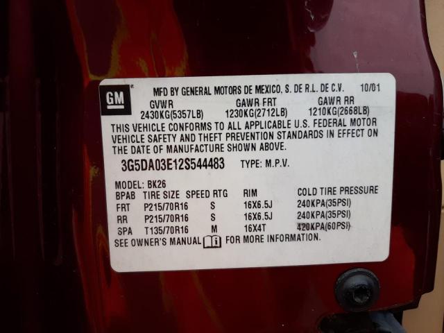 Photo 10 from auction – 2002 BUICK RENDEZVOUS with VIN 3G5DA03E12S544483