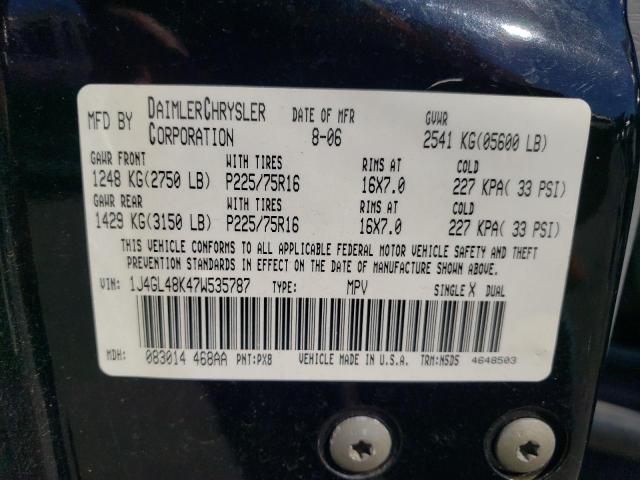 Photo 10 from auction – 2007 JEEP LIBERTY SP with VIN 1J4GL48K47W535787