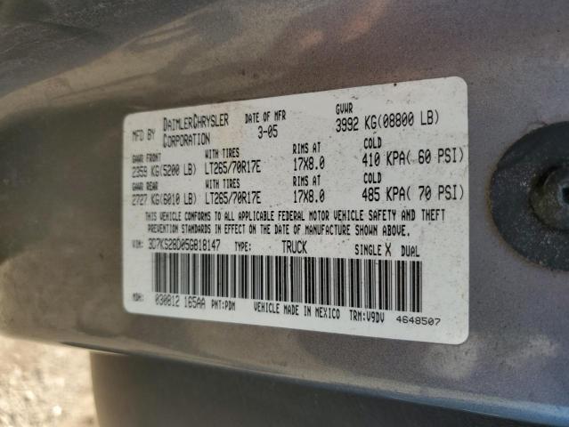 Zdjęcie 10 z aukcji – 2005 DODGE RAM 2500 S z VIN 3D7KS28D05G818147