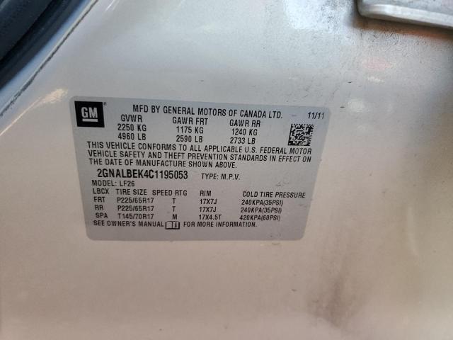 Photo 10 from auction – 2012 CHEVROLET EQUINOX LS with VIN 2GNALBEK4C1195053