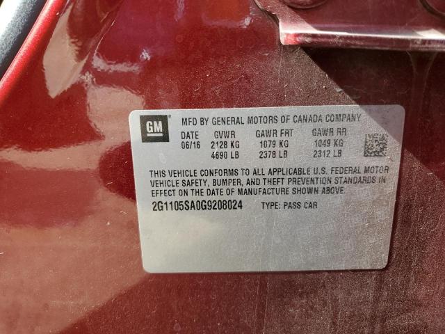 Photo 10 from auction – 2016 CHEVROLET IMPALA LT with VIN 2G1105SA0G9208024