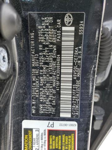 Photo 10 from auction – 2013 TOYOTA CAMRY L with VIN 4T1BF1FK3DU694604