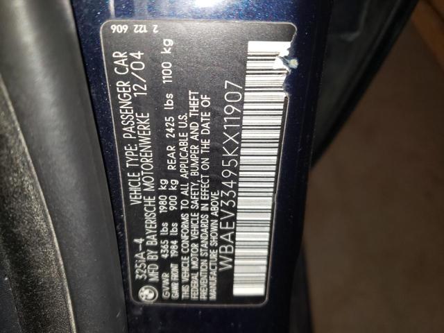 Photo 10 from auction – 2005 BMW 325 I with VIN WBAEV33495KX11907