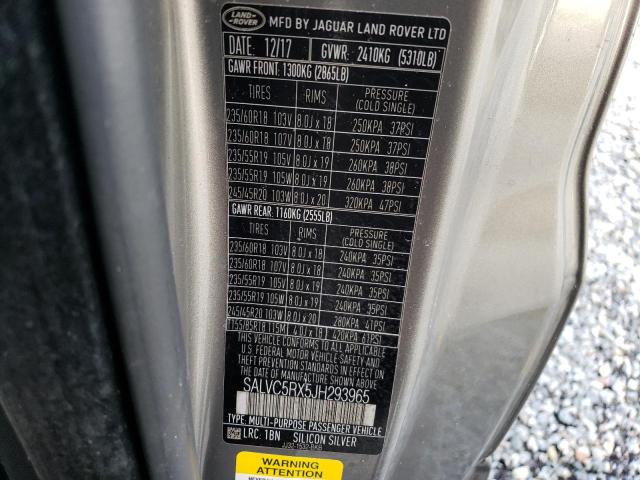 Photo 10 from auction – 2018 LAND ROVER RANGE ROVE with VIN SALVC5RX5JH293965