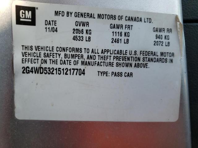 Photo 10 from auction – 2005 BUICK LACROSSE C with VIN 2G4WD532151217704