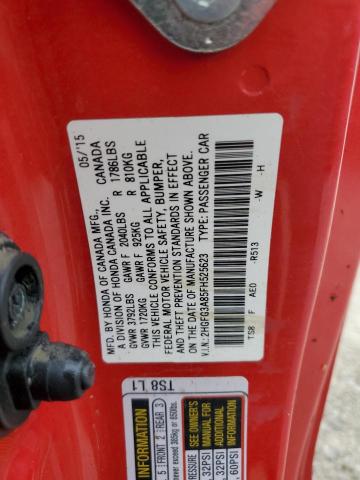 Photo 10 from auction – 2015 HONDA CIVIC EX with VIN 2HGFG3A85FH525623