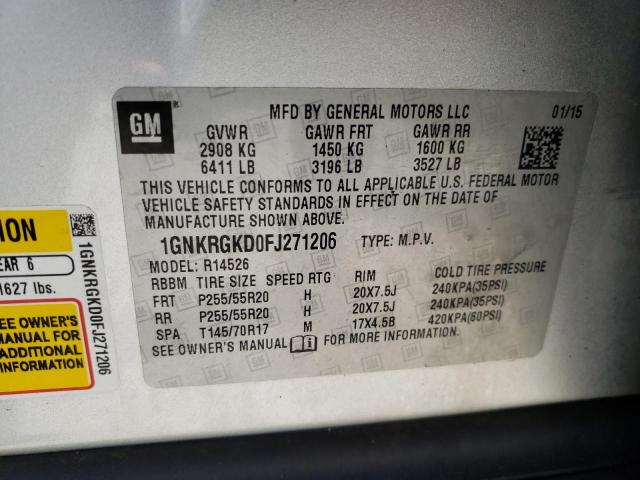 Photo 10 from auction – 2015 CHEVROLET TRAVERSE L with VIN 1GNKRGKD0FJ271206