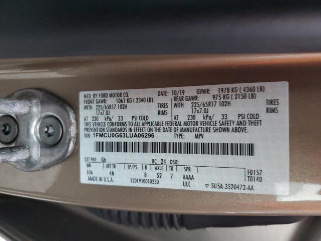 Photo 10 from auction – 2020 FORD ESCAPE SE with VIN 1FMCU0G63LUA06296