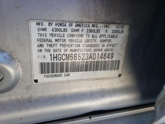 Photo 10 from auction – 2003 HONDA ACCORD EX with VIN 1HGCM66523A014649