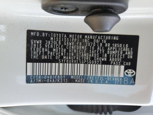 Photo 10 from auction – 2016 TOYOTA COROLLA L with VIN 5YFBURHE5GP560923
