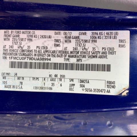 Photo 10 from auction – 2013 FORD ESCAPE S with VIN 1FMCU0F79DUA98994