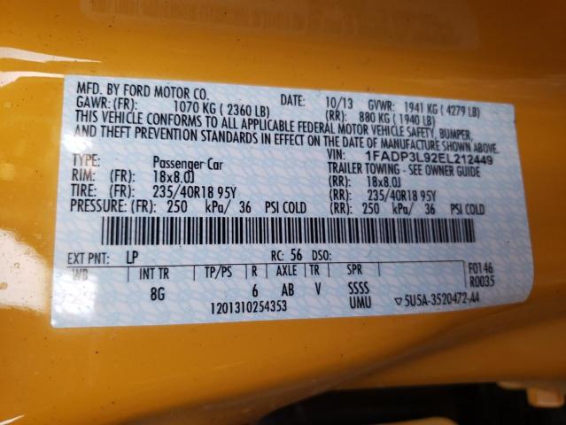 Foto 10 de la subasta – 2014 FORD FOCUS ST con VIN 1FADP3L92EL212449