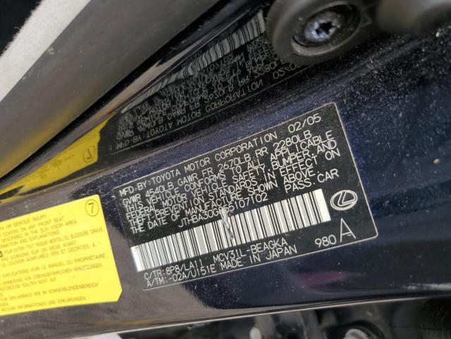 Photo 10 from auction – 2005 LEXUS ES 330 with VIN JTHBA30G855107102