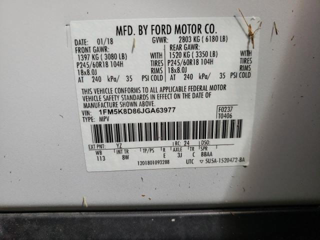 Photo 10 from auction – 2018 FORD EXPLORER X with VIN 1FM5K8D86JGA63977