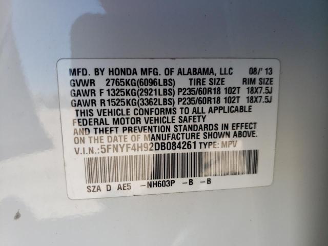 Photo 10 from auction – 2013 HONDA PILOT TOUR with VIN 5FNYF4H92DB084261