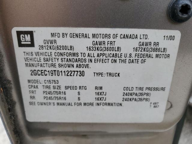 Photo 10 from auction – 2001 CHEVROLET SILVERADO with VIN 2GCEC19T011227730