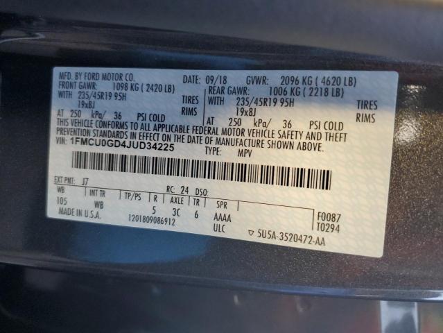 Photo 10 from auction – 2018 FORD ESCAPE SE with VIN 1FMCU0GD4JUD34225