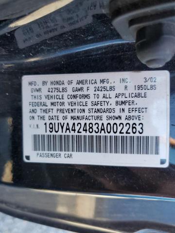 Photo 10 from auction – 2003 ACURA 3.2 CL with VIN 19UYA42483A002263