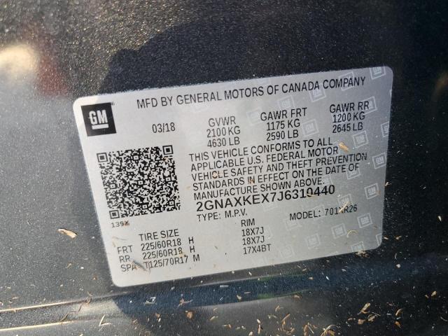 Photo 10 from auction – 2018 CHEVROLET EQUINOX LT with VIN 2GNAXKEX7J6310440