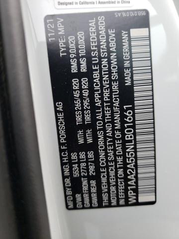 Photo 10 from auction – 2022 PORSCHE MACAN with VIN WP1AA2A55NLB01661
