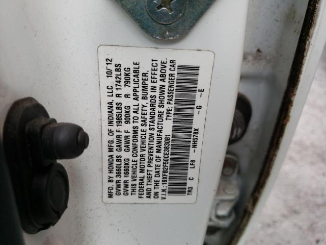 Photo 10 from auction – 2012 HONDA CIVIC LX with VIN 19XFB2F50CE383081