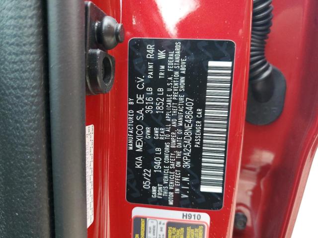 Photo 10 from auction – 2022 KIA RIO S with VIN 3KPA25AD8NE486407