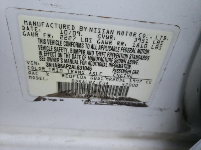 Photo 10 from auction – 2010 NISSAN SENTRA 2.0 with VIN 3N1AB6AP2AL631045