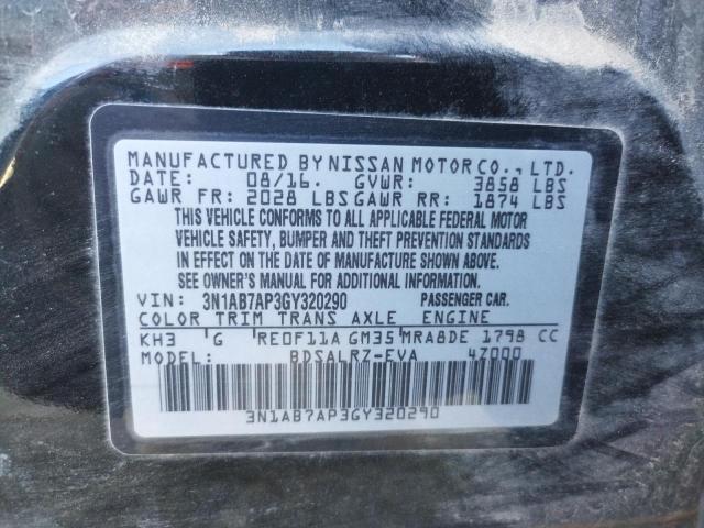 Photo 10 from auction – 2016 NISSAN SENTRA S with VIN 3N1AB7AP3GY320290