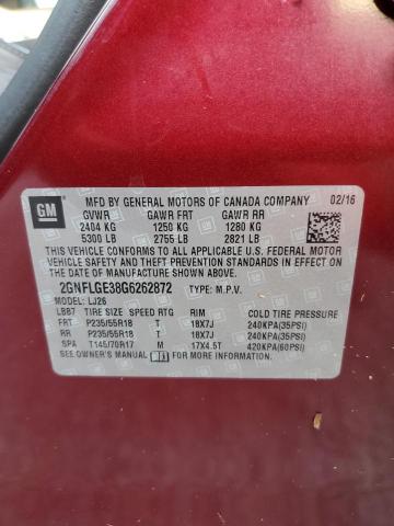 Photo 10 from auction – 2016 CHEVROLET EQUINOX LT with VIN 2GNFLGE38G6262872