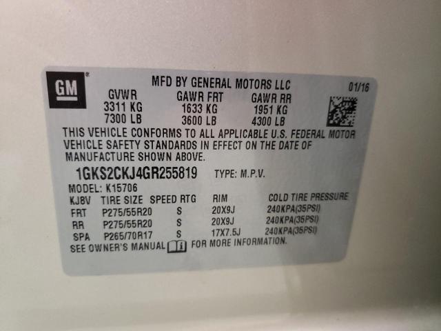 Photo 10 from auction – 2016 GMC YUKON DENA with VIN 1GKS2CKJ4GR255819
