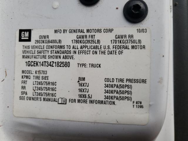 Photo 10 from auction – 2004 CHEVROLET SILVERADO with VIN 1GCEK14T34Z182580